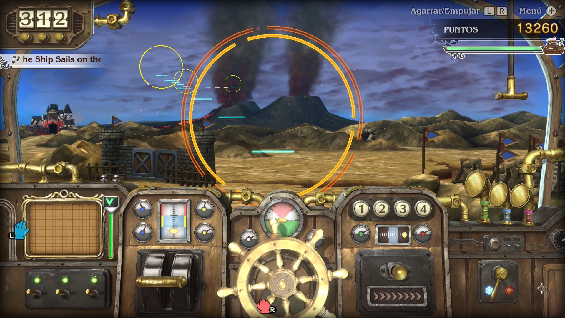 Minijuego donde estás a cargo de un barco volador en primera persona, lleno de muchos detalles que tienes que pulsar y a la vez te dan ganas de cagarte en las putas mierdas que te piden, así lo digo